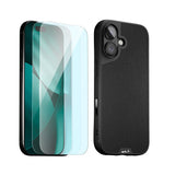 Black Leather Protective Case and Screen Protector - Apple Essentials Kit